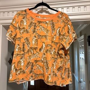 Anthropologie Maeve Orange Patterned Top